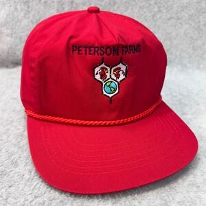 Peterson Farms Mens Red Capital Hat Vintage Snapback Rope Trucker Cap OSFA